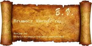 Brumecz Versény névjegykártya